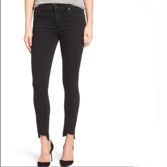 Citizens of Humanity Black Rocket High Rise Skinny Jeans Raw Hem - Picture 1 of 13